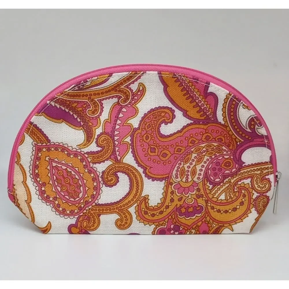 Clinique Pink‎ And Pruple Boho Print Cosmetic Bag NWOT